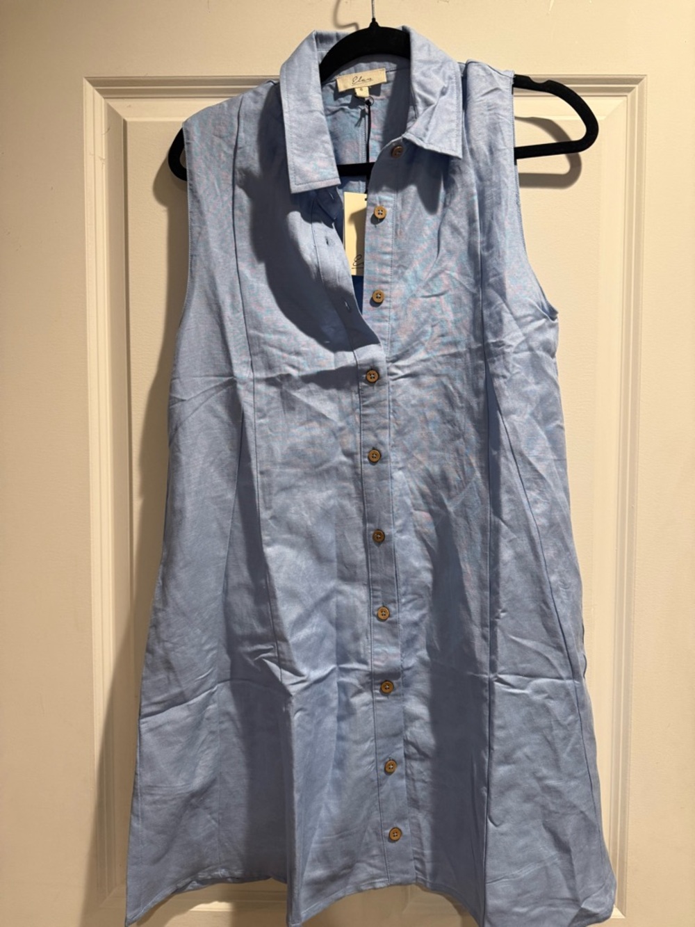 Elan Light Blue Collared Button Shirt Dress